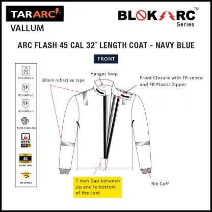 VALLUM ARC FLASH KIT (MEN), ARC RATING: 45 CAL/CM² , HRC 4 (BIB, 32″ COAT, HOOD) - Image 10