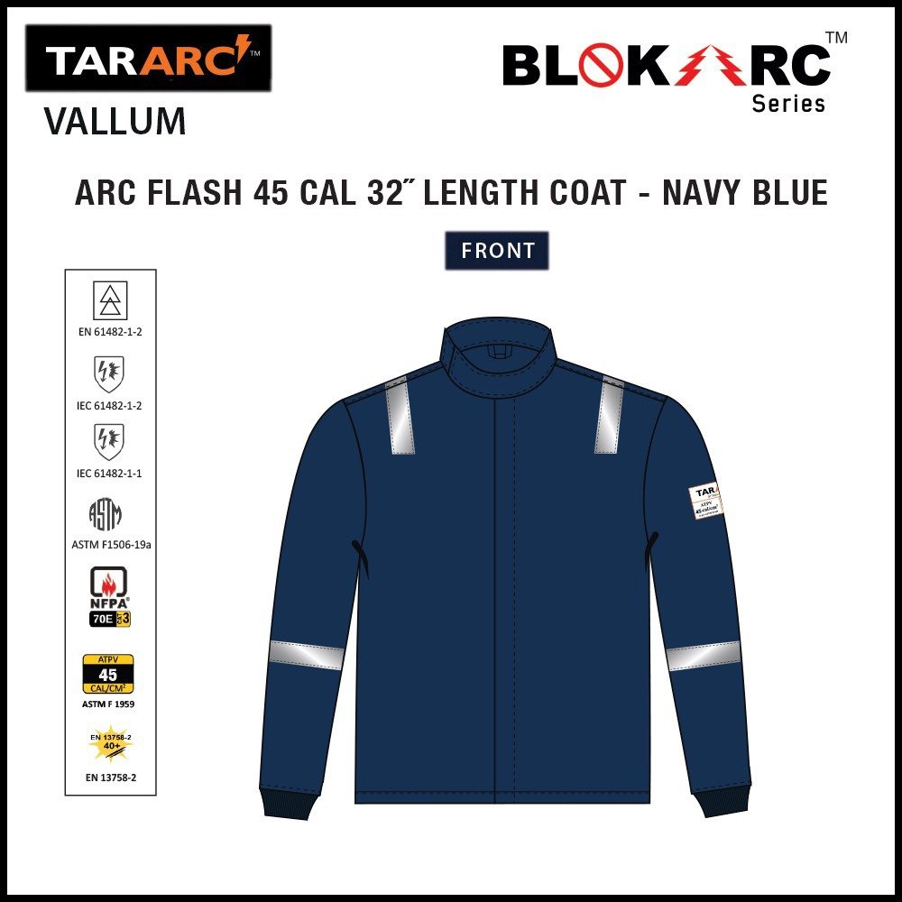 VALLUM ARC FLASH KIT (MEN), ARC RATING: 45 CAL/CM² , HRC 4 (BIB, 32″ COAT, HOOD) - Image 5
