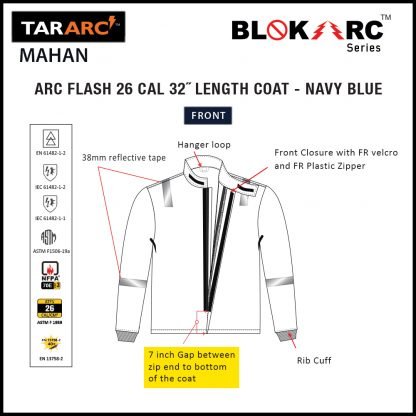 MAHAN ARC FLASH KIT, ARC RATING: 26 CAL/CM² , HRC 3 (BIB, 32″ COAT, HOOD) - Image 10
