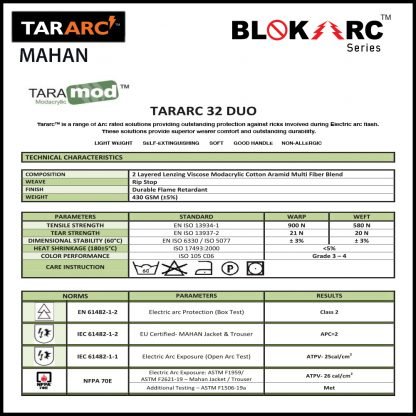 MAHAN ARC FLASH KIT, ARC RATING: 26 CAL/CM² , HRC 3 (BIB, 32″ COAT, HOOD) - Image 19