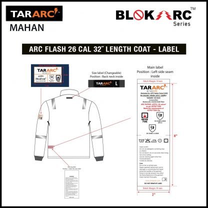 MAHAN ARC FLASH KIT, ARC RATING: 26 CAL/CM² , HRC 3 (BIB, 32″ COAT, HOOD) - Image 11