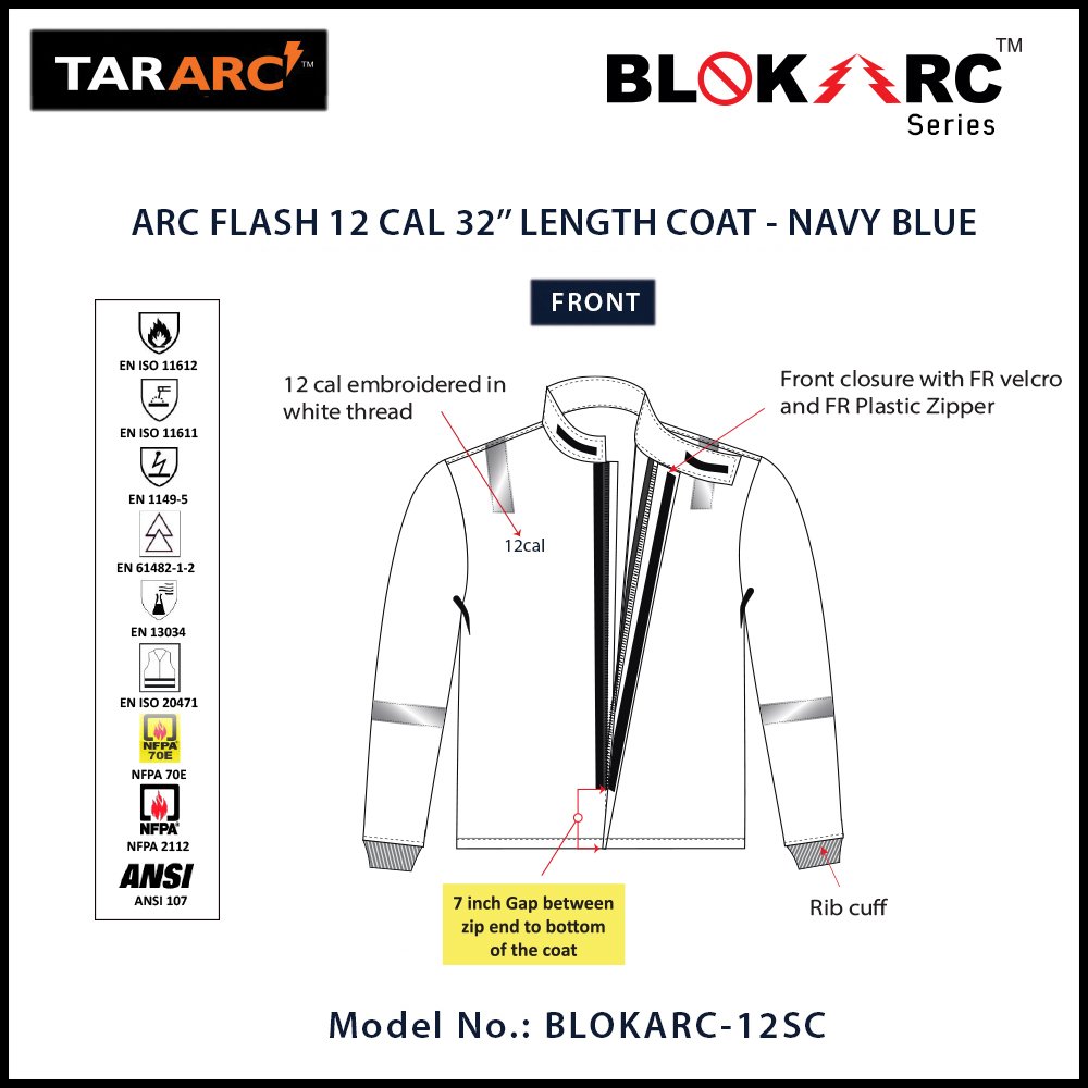 ARC FLASH KIT, ARC RATING: 12 CAL/CM² , HRC2 (BIB, 32″ COAT & HOOD) - Image 11